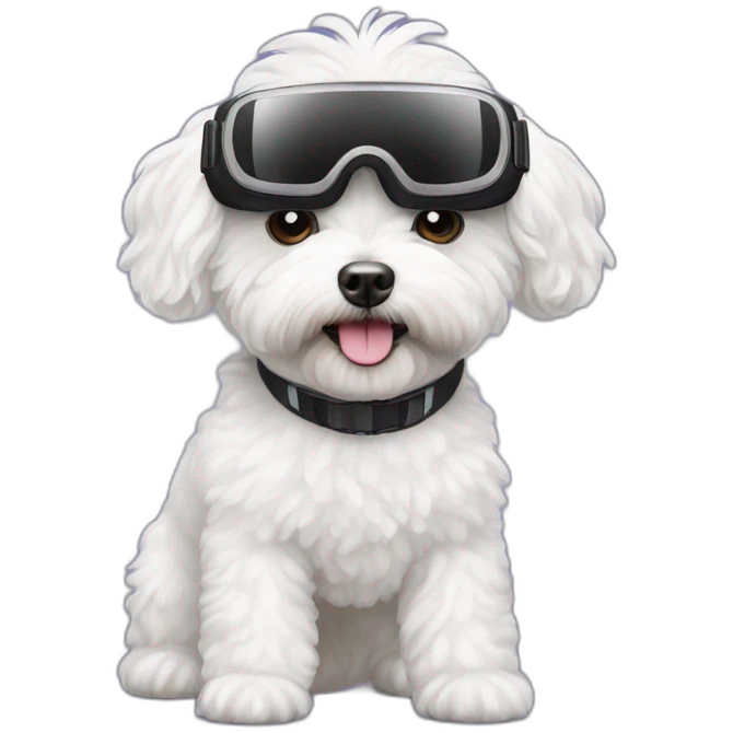 White maltipoo with vr emoji