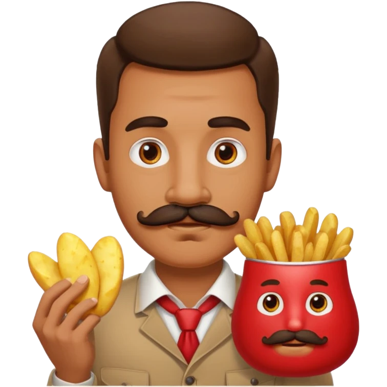 fried potato red pack with eyes and mustache emoji
