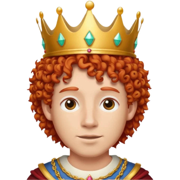 red haired curly guy with a crown emoji