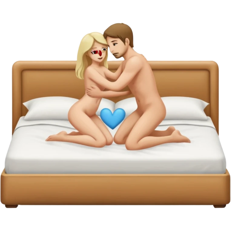 naked caucasian couple on bed doing doggystyle emoji