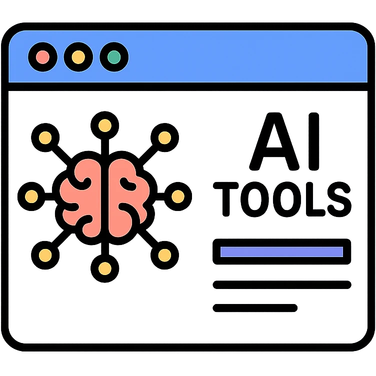modern icon for a website showcasing artificial intelligence tools, minimal, geometric, tech-inspired emoji