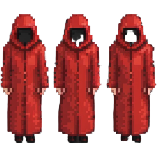 3 red faceless people standing side by side emoji