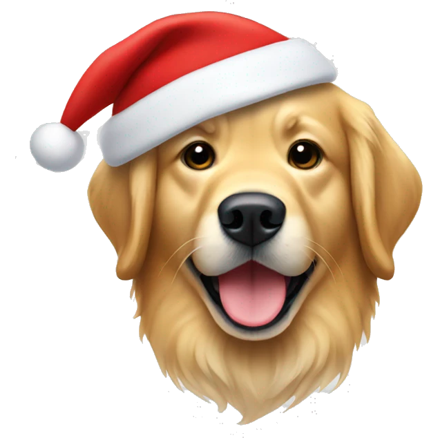 golden retriever wearing a santa hat emoji