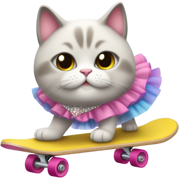 Fat Cat wearing a ballet costume on a skateboard  emoji