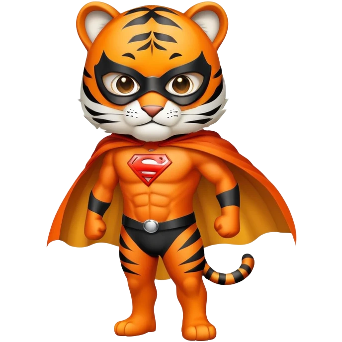 Superhero tiger with cape and mask emoji