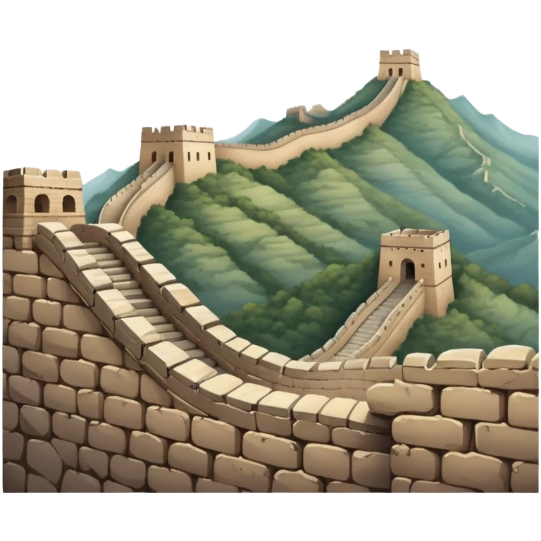 Great Wall of China with subdued earthy tones, not vibrant emoji