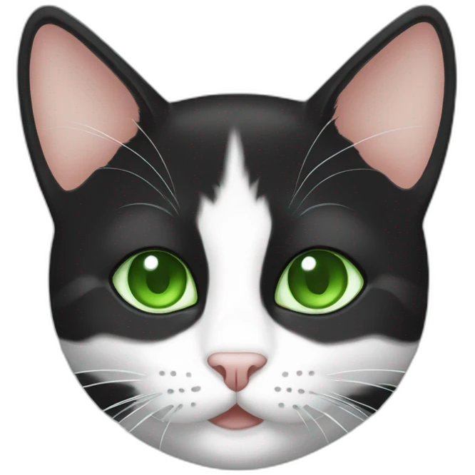 black and white агккн cat with green eyes emoji