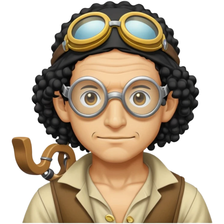 Usopp with long nose, goggles, curly black hair, slingshot emoji