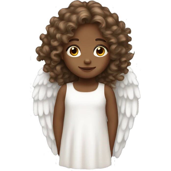 Little angel white girl with long curly brown hair emoji