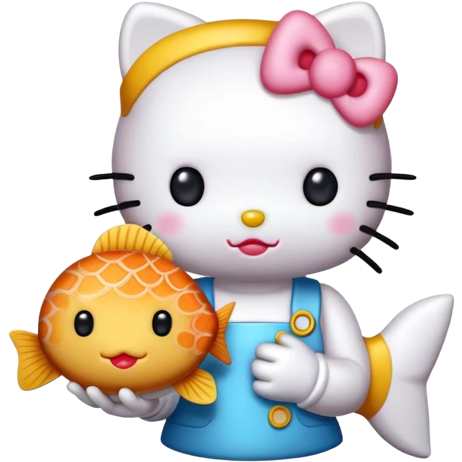 hello kitty with fish cake emoji