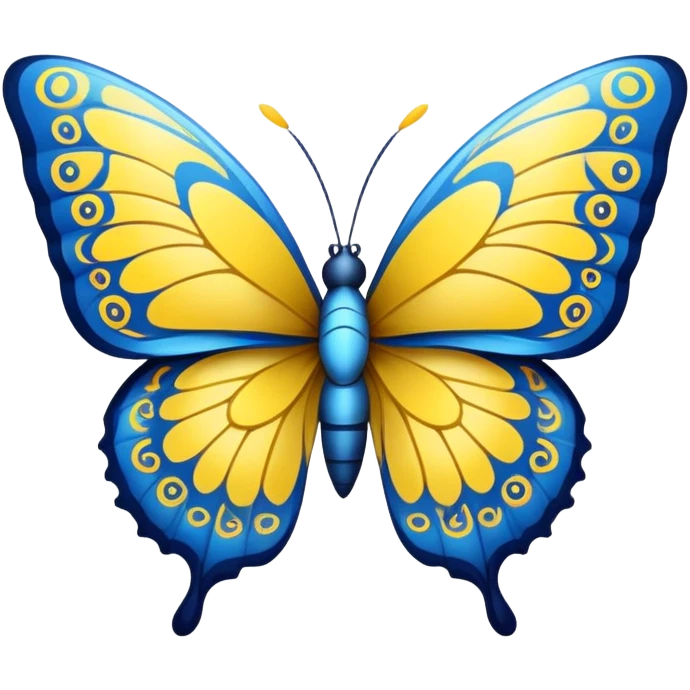blue and yellow decorated butterfly emoji