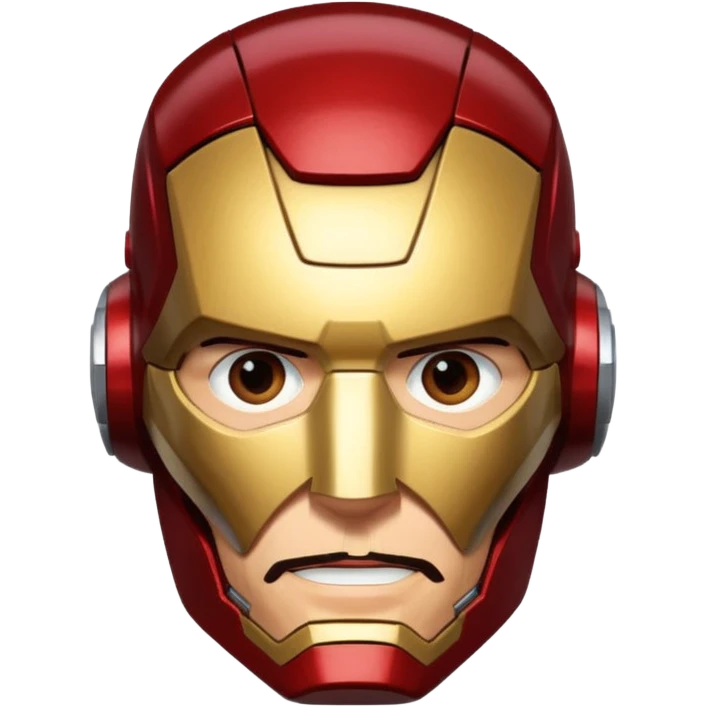 Iron Man helmet off, Tony Stark's face visible, confident expression emoji