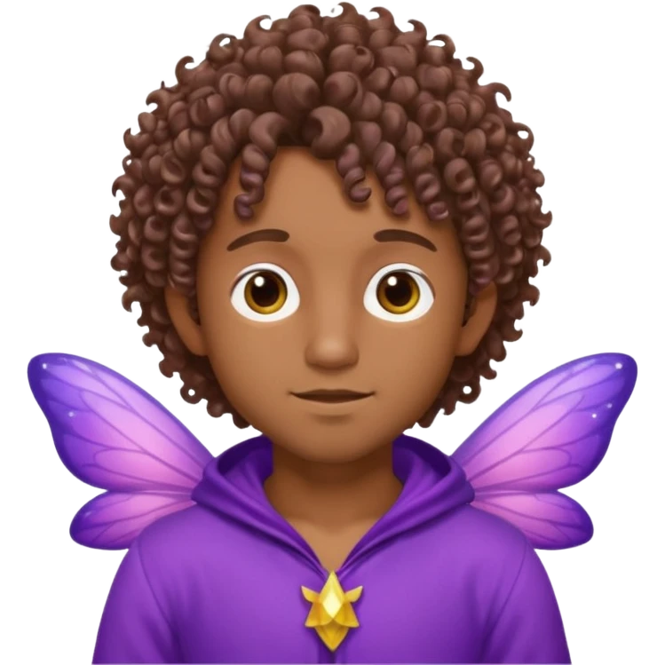 Male Fairy brown skin curly hair and purple  emoji