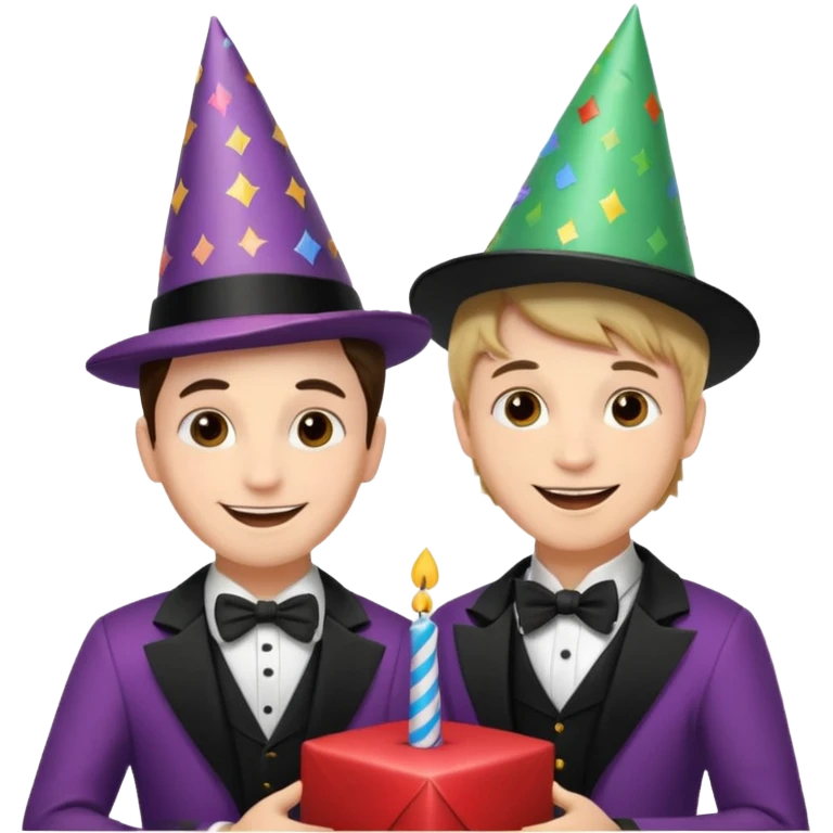 magician couple celebrat boy birthday  emoji