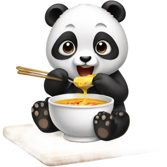 Baby panda eating soup emoji