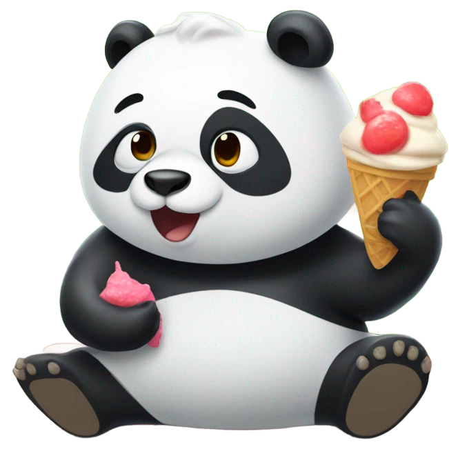 Panda comiendo helado en un estadio  emoji