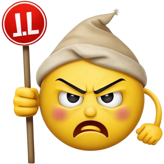 Generiere einen bösen smiley mit plakat: "LASS ILJA FREI!!" emoji
