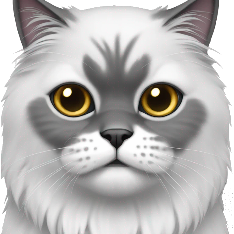 White and dark grey Persian cat  emoji