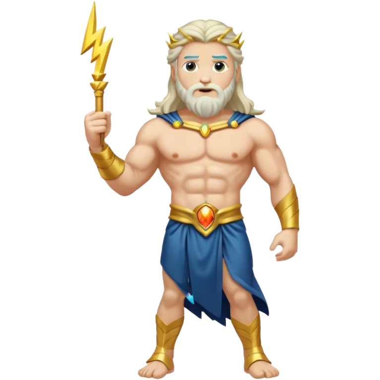 Zeus, whole body, long hair, lightinings, leaning against emoji