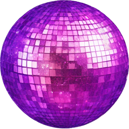 Glittery pink and purple disco ball emoji