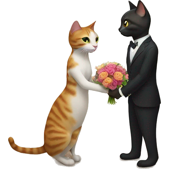 cat marrying a cat on the beach emoji