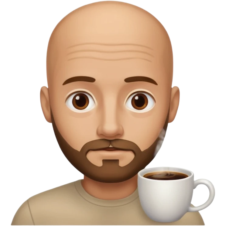 men with coffee no hair, a little beard and no wrinkles emoji