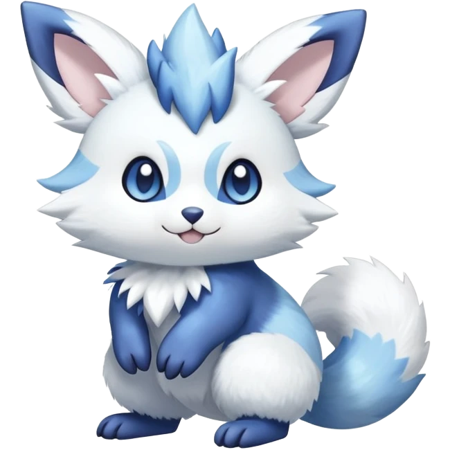 Shiny White Pastel Snowy Icy Sparkly Cute Furret-Meowstic-Zangoose-Hybrid (Full body) emoji