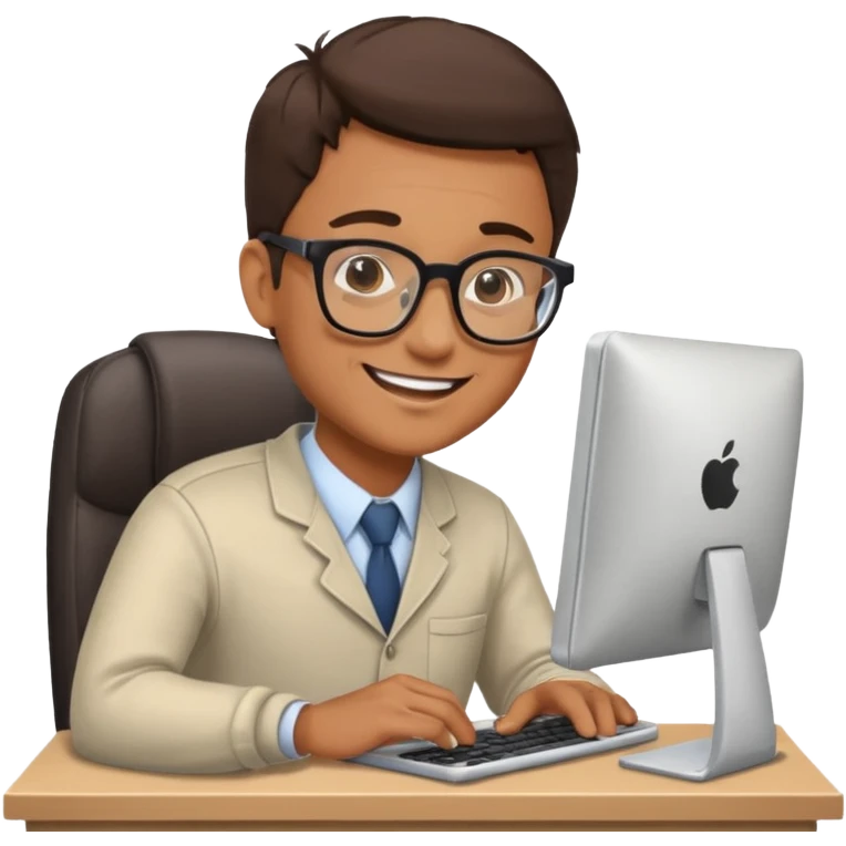 a man passes test on computer emoji