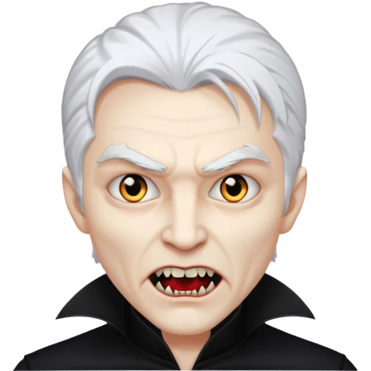 White skin white hair black eyes black clothes scary Vampire emoji
