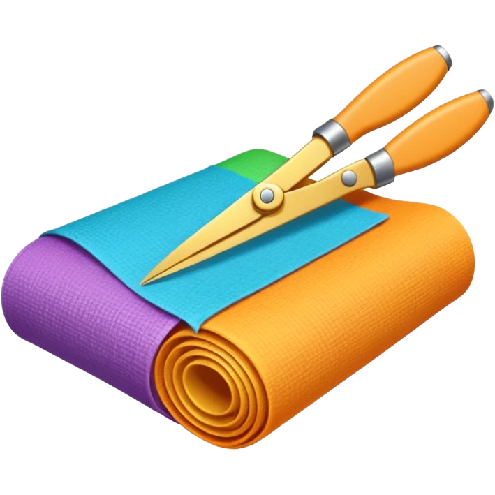 rolled fabric with scissors emoji
