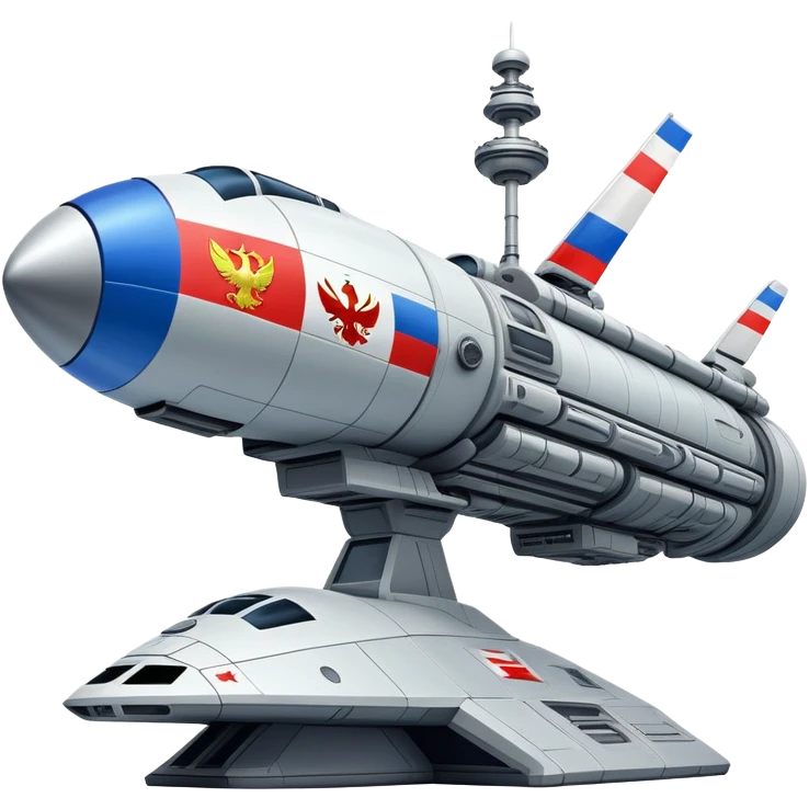 Massive Russian orbital battlestation with flag-themed hull design emoji