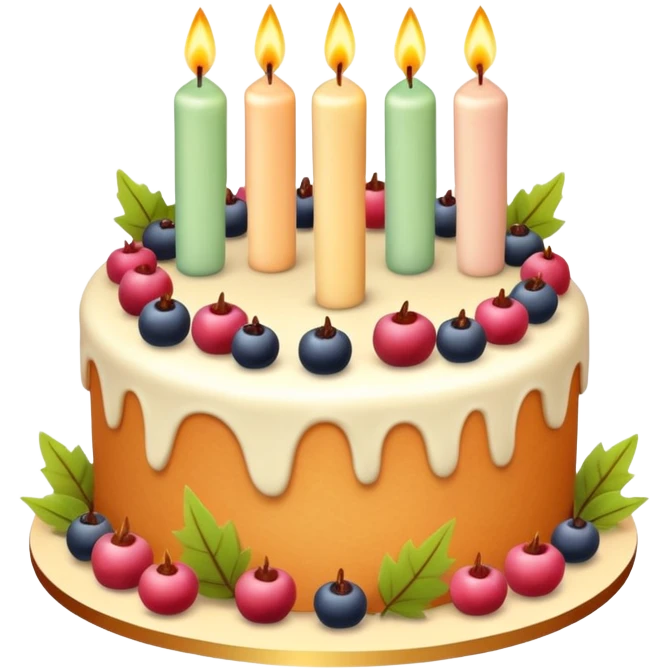 Pastel autumn themed birthday cake with candles  emoji