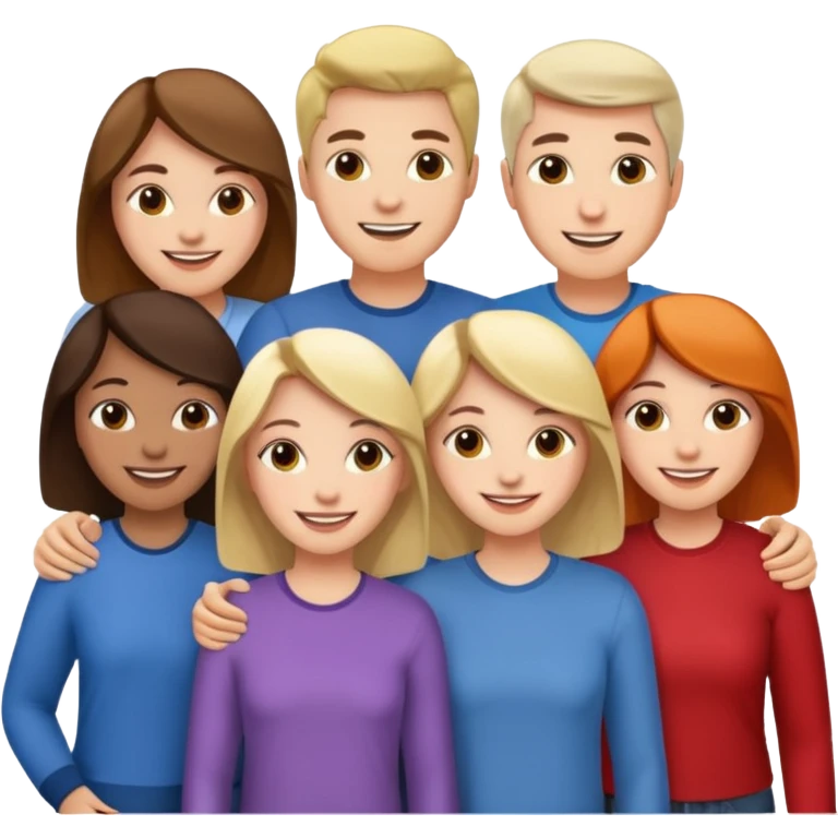 a bunch of friends emoji and they are chinese but wear normal clothes emoji