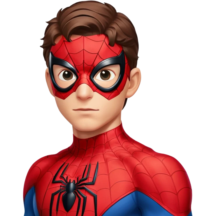 Tom Holland as Spider-Man with mask half off emoji