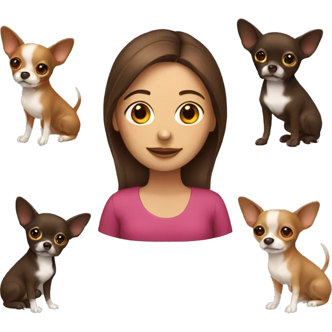 Brown hair woman with chihuahua emoji