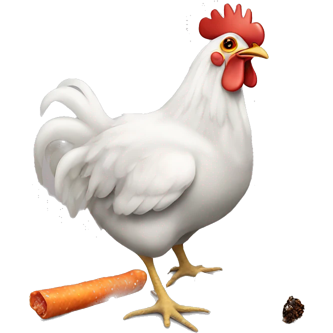 Chicken wairing crocs and smoking a joint emoji