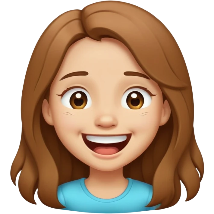 Girl with long brown hair laughing with tears in her eyes and a tilted head cartoon full body cute  emoji