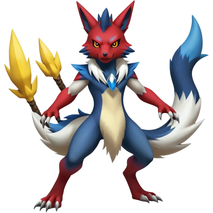 Shiny Epic Handsome Badass Zoroark-Zangoose-Lucario-Renamon-Zeraora-hybrid (Full body) emoji