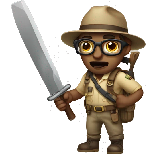 explorer with glasses, aggressive machete  emoji