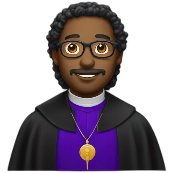 Black curlier priest emoji
