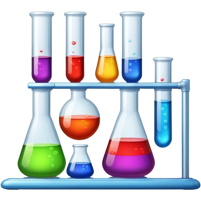 science laboratory with test tubes and beakers emoji