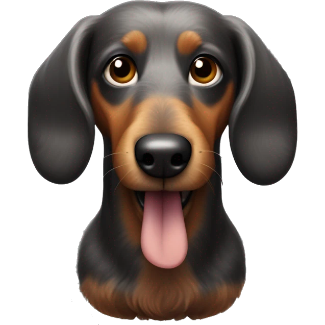 Very Wired haired sausage dog from the  dark Color  emoji