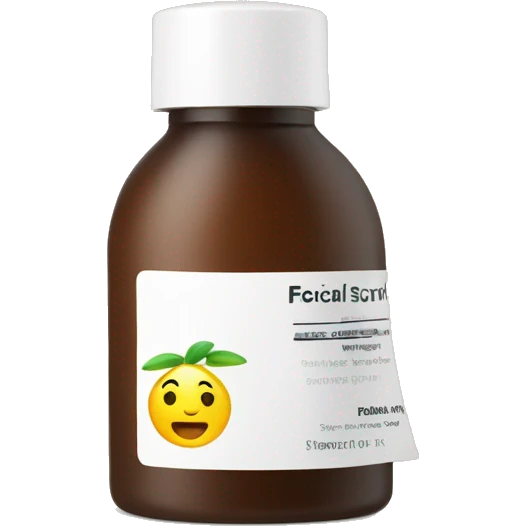facial scrub bottle with label emoji