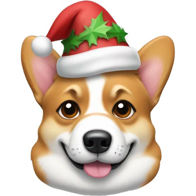 Fat corgi wearing a Christmas hat emoji