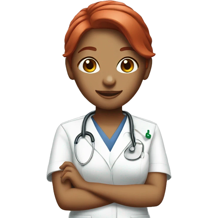 cute nurse with scrubs red hair  emoji