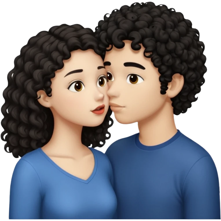 ragazzo con capelli neri e ricci che si bacia con una ragazza con i capelli castani e lisci emoji