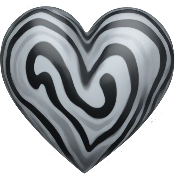 a grey and black swirled glass heart emoji