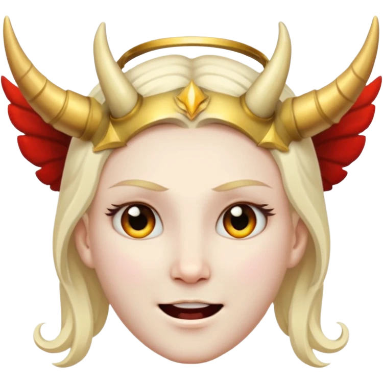 face split between angel and demon with halo and horn emoji