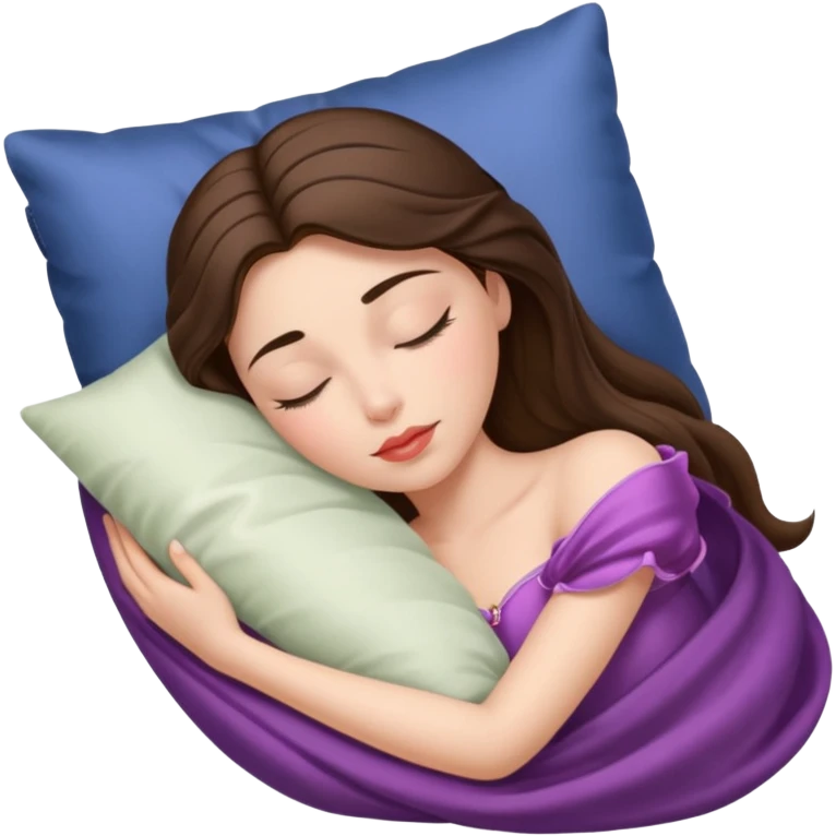 sleeping beauty brunette white girl with a silk pillow emoji