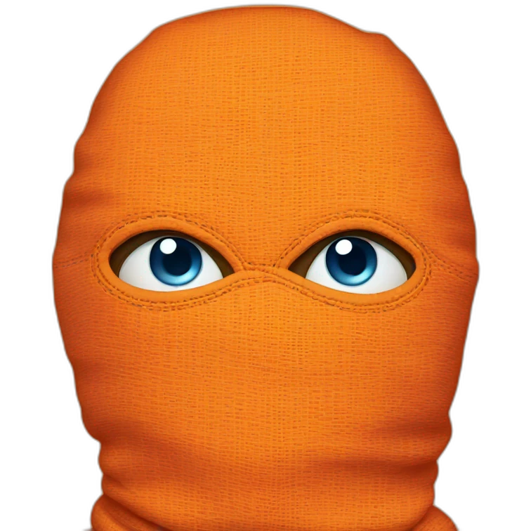Orange balaclava with blue eyes emoji